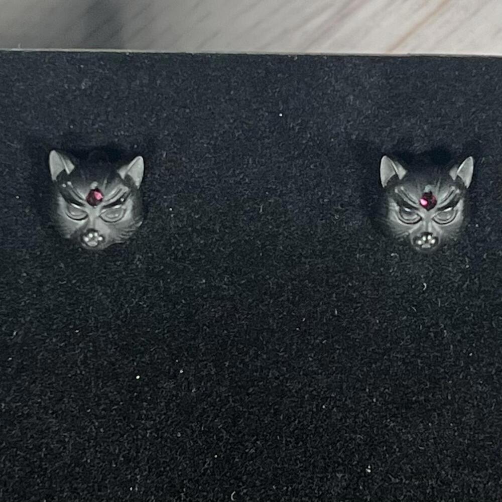 Grey And Black Cat Earrings